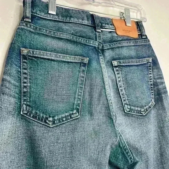 Moussy Vintage Evelyn Straight Wide Crop Frayed Jeans Blue Size 26 - Picture 6 of 11